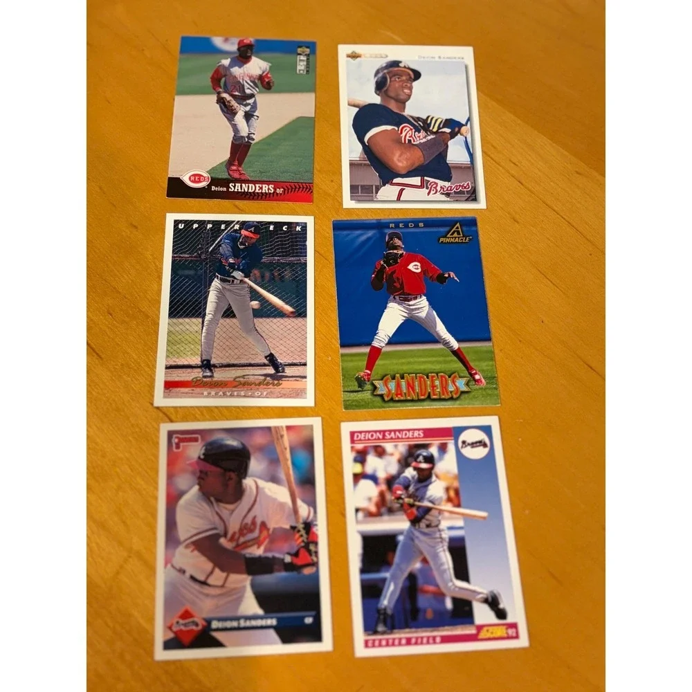Deion Sanders Baseball Card Lot 6 Vintage Atlanta Braves Cincinnati Reds MLB
